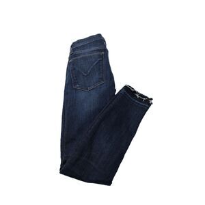 Hudson Womens Distressed Fringed Tapered Ankle Charmed Pocket Jeans Blue Size 24